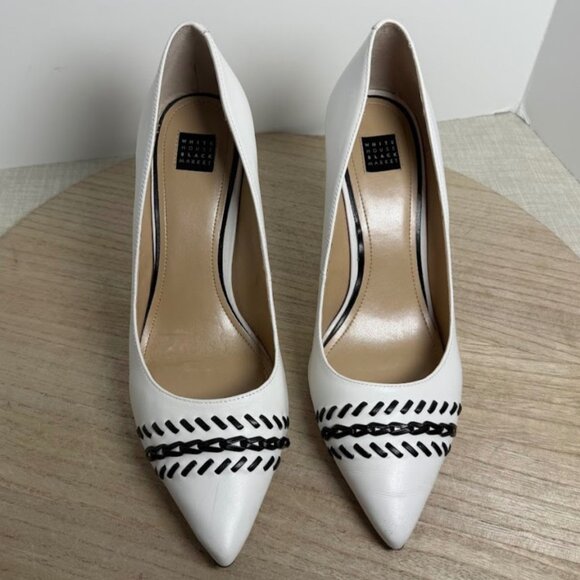 White House Black Market White Heels Pointed Toe Stiletto - Picture 2 of 8
